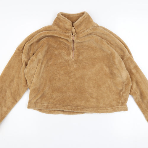 Bluenotes Women’s Beige Fleece Pullover 1/4 Zip Sweatshirt Size S