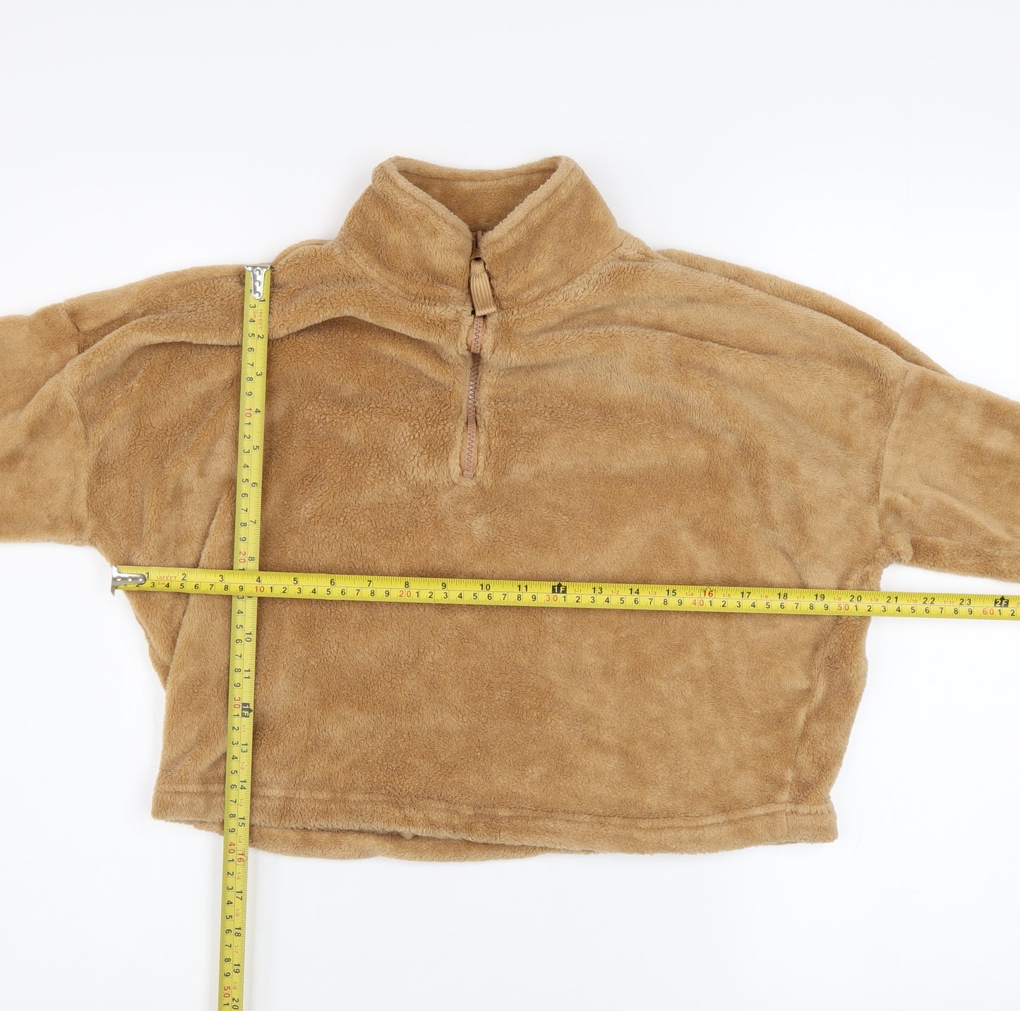 Bluenotes Women’s Beige Fleece Pullover 1/4 Zip Sweatshirt Size S