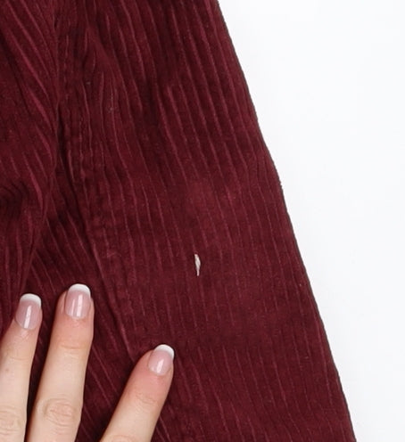 Denim Co Women Burgundy Corduroy Faux Fur Collar Jacket Size 12
