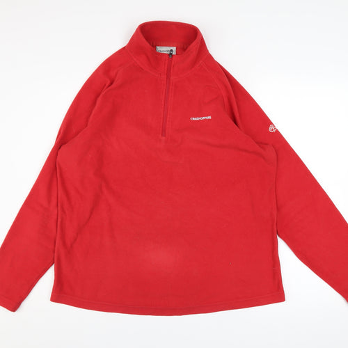 Craghoppers Women's Red Fleece 1/4 Zip Pullover Sweatshirt UK 16