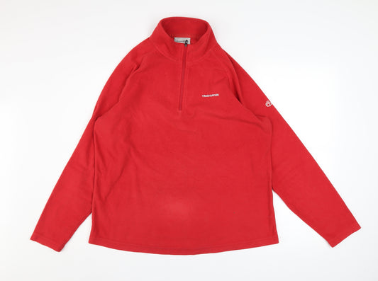 Craghoppers Women's Red Fleece 1/4 Zip Pullover Sweatshirt UK 16