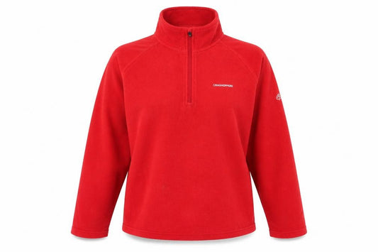 Front view of Craghoppers Women's Red Fleece 1/4 Zip Pullover Sweatshirt UK 16