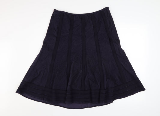 Marks and Spencer Per Una Women's Black A-Line Knee Length Cotton Skirt Size 14