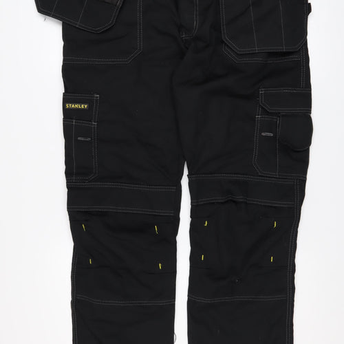 Stanley Men's Black Cargo Work Trousers W38 L31 Durable Canvas