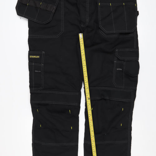 Stanley Men's Black Cargo Work Trousers W38 L31 Durable Canvas