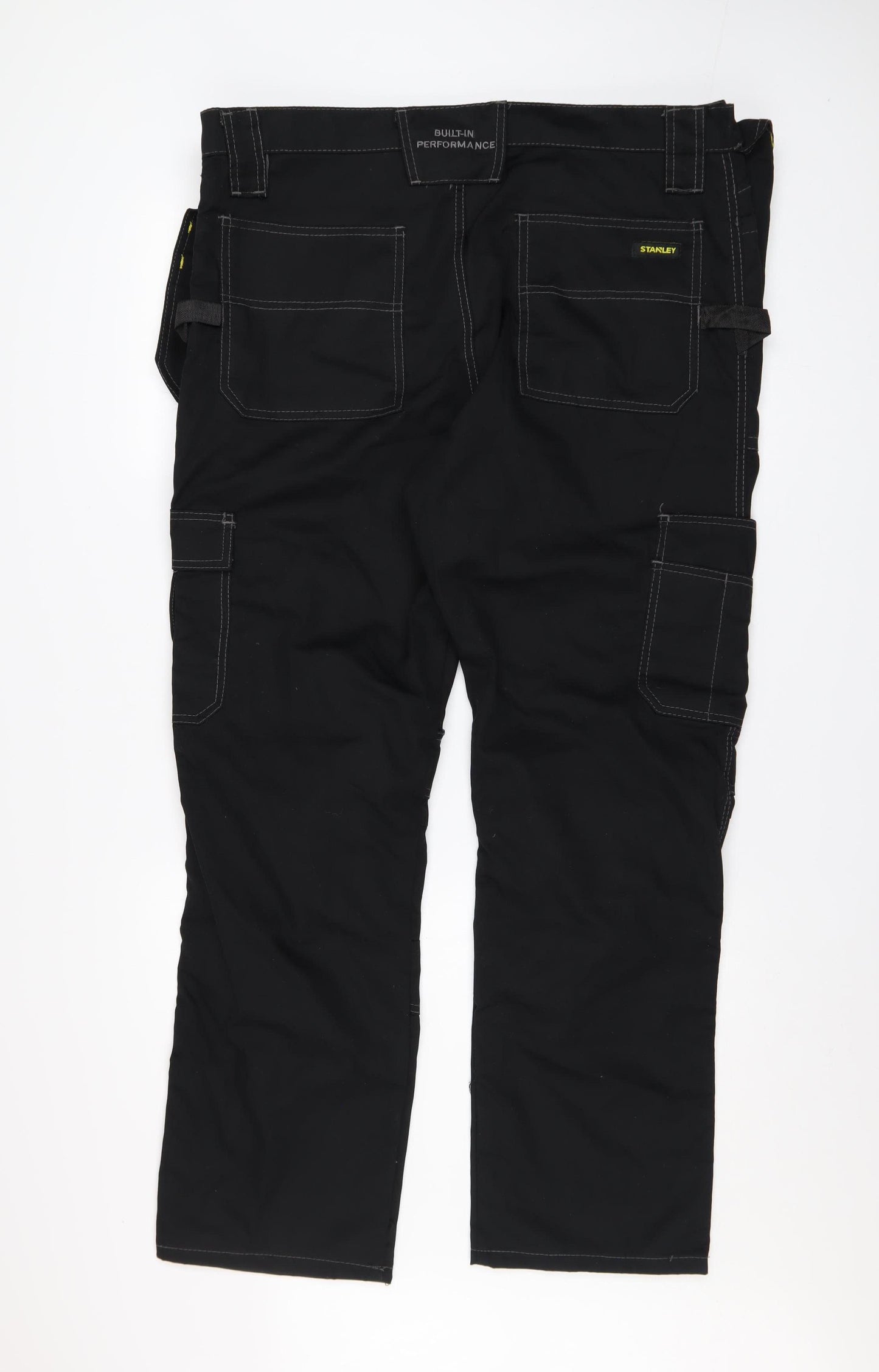 Stanley Men's Black Cargo Work Trousers W38 L31 Durable Canvas