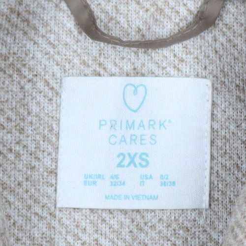 Primark Women Beige Herringbone Wool Blend Shacket Jacket 2XS