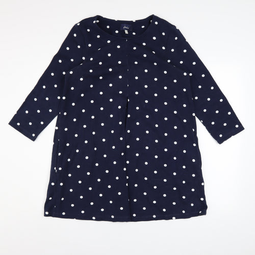 Joules Women Blue Polka Dot Shift Dress Size 12 3/4 Sleeve