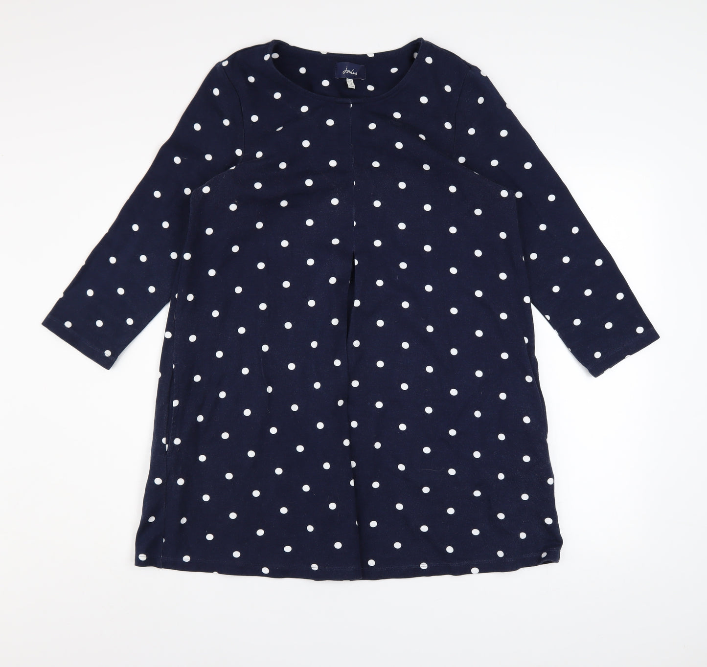Joules Women Blue Polka Dot Shift Dress Size 12 3/4 Sleeve