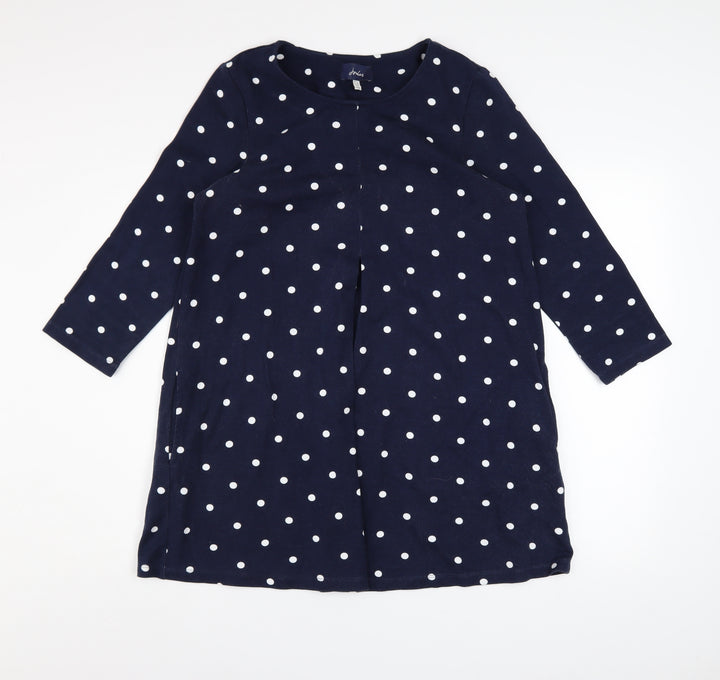 Joules Women Blue Polka Dot Shift Dress Size 12 3/4 Sleeve