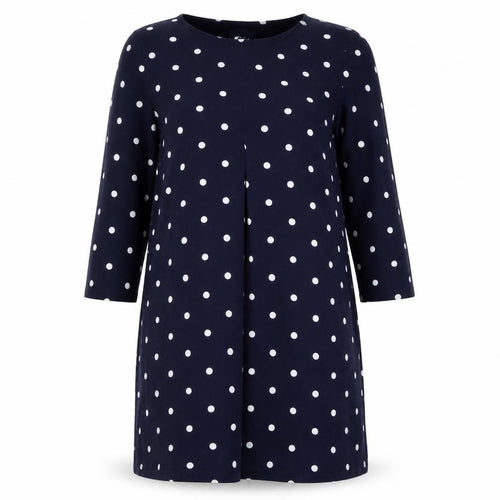 Joules Women Blue Polka Dot Shift Dress Size 12 3/4 Sleeve