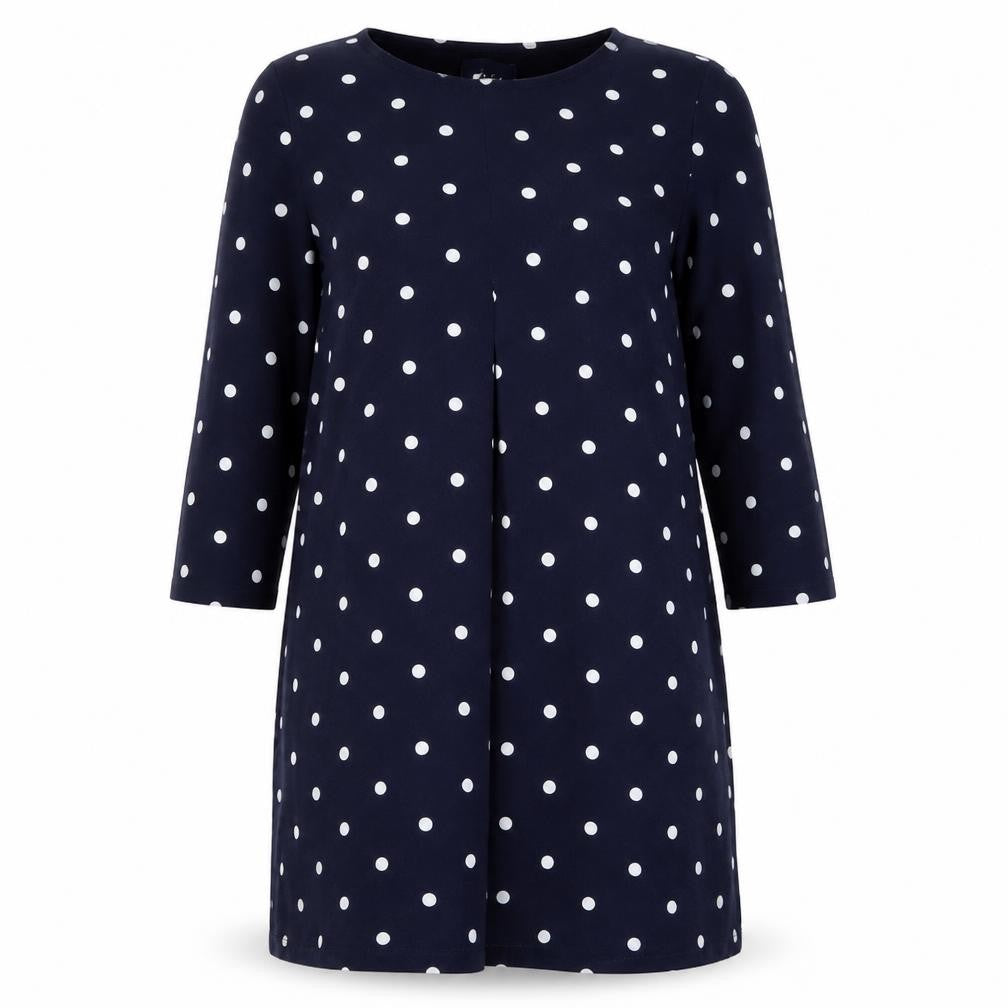 Joules Women Blue Polka Dot Shift Dress Size 12 3/4 Sleeve