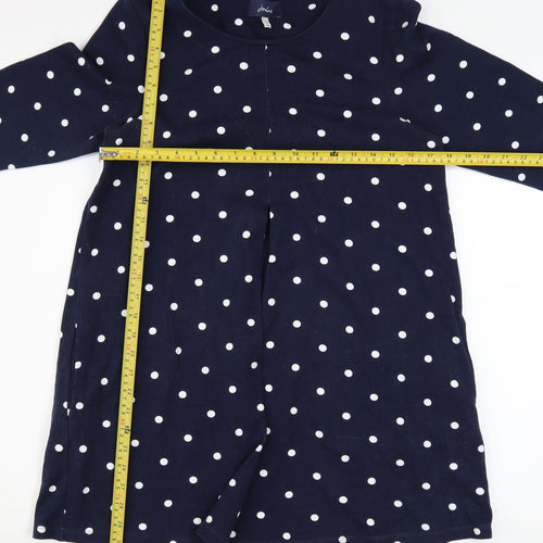Joules Women Blue Polka Dot Shift Dress Size 12 3/4 Sleeve