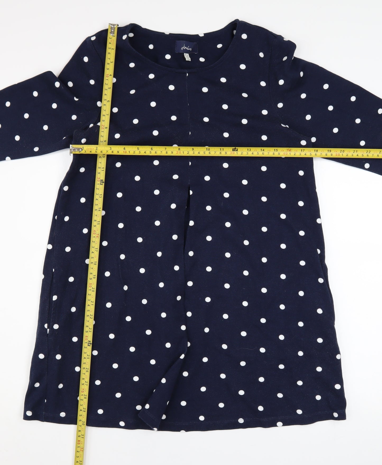 Joules Women Blue Polka Dot Shift Dress Size 12 3/4 Sleeve