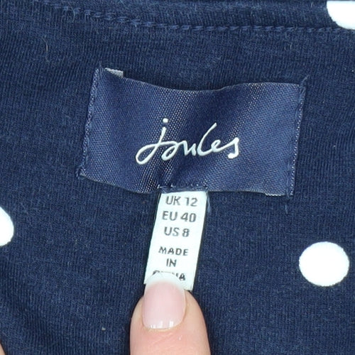 Joules Women Blue Polka Dot Shift Dress Size 12 3/4 Sleeve
