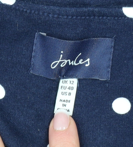 Joules Women Blue Polka Dot Shift Dress Size 12 3/4 Sleeve