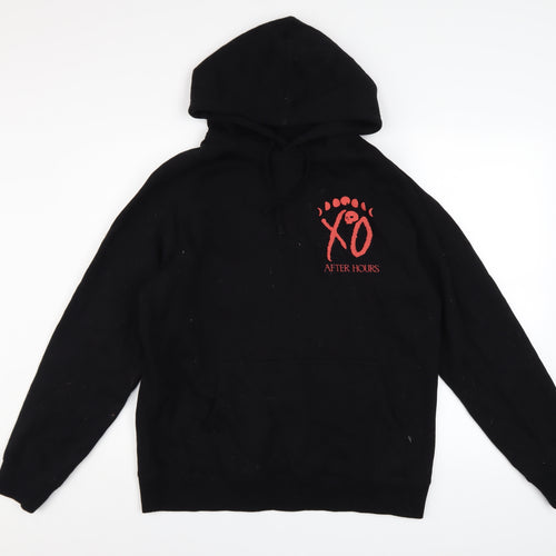 XO After Hours Black Hoodie Men M Pullover Graphic Print Cotton Blend