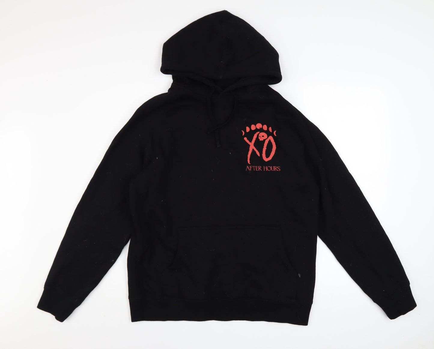 XO After Hours Black Hoodie Men M Pullover Graphic Print Cotton Blend