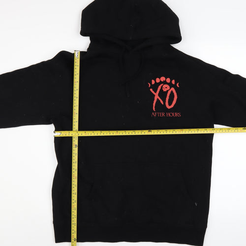 XO After Hours Black Hoodie Men M Pullover Graphic Print Cotton Blend