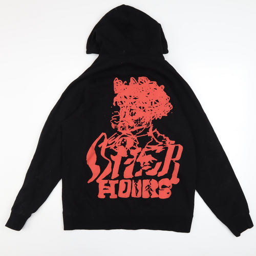 XO After Hours Black Hoodie Men M Pullover Graphic Print Cotton Blend