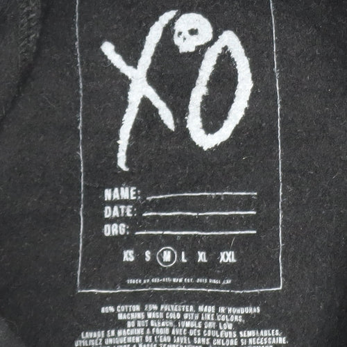 XO After Hours Black Hoodie Men M Pullover Graphic Print Cotton Blend