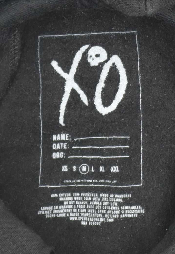 XO After Hours Black Hoodie Men M Pullover Graphic Print Cotton Blend