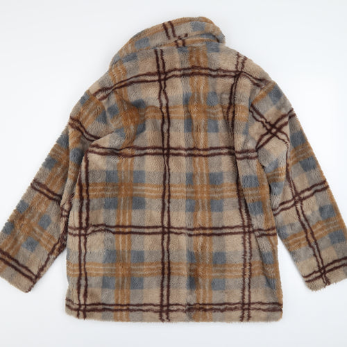 Native Youth Women’s Beige Check Faux Fur Coat XS