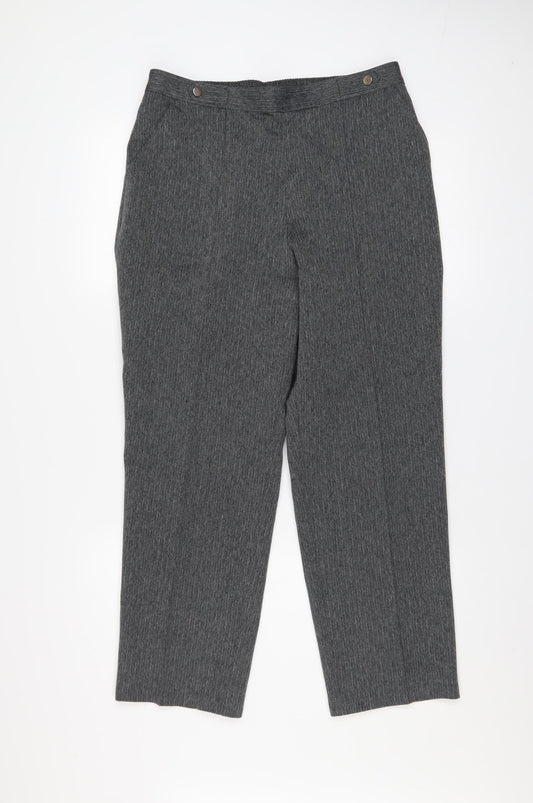 Marks and Spencer Women’s Grey Herringbone Straight Trousers Size 12 Short
