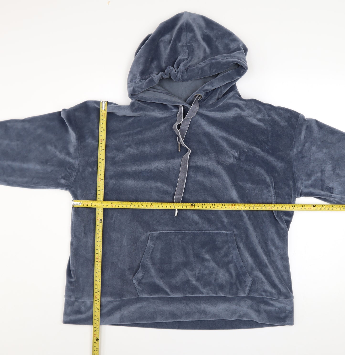John Lewis Women Blue Velour Pullover Hoodie Size 16