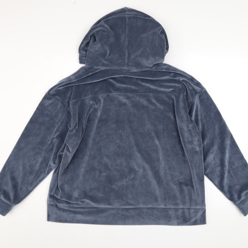 John Lewis Women Blue Velour Pullover Hoodie Size 16