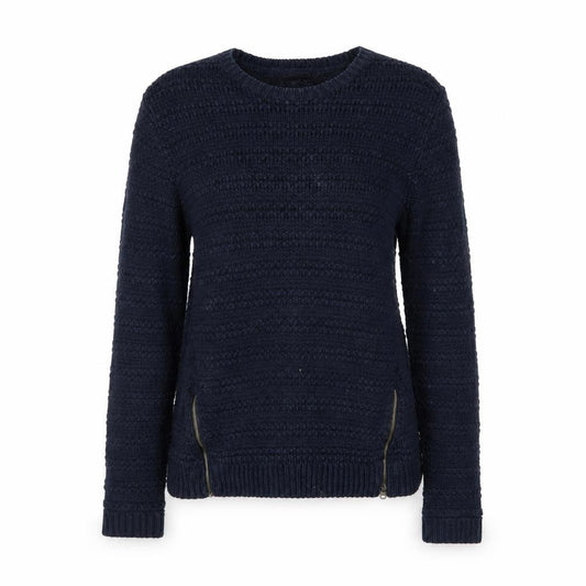 Front view of The White Company Women's Blue Wool Chunky Knit Jumper, size 10