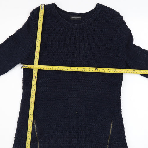The White Company Women's Blue Wool Chunky Knit Jumper Size 10