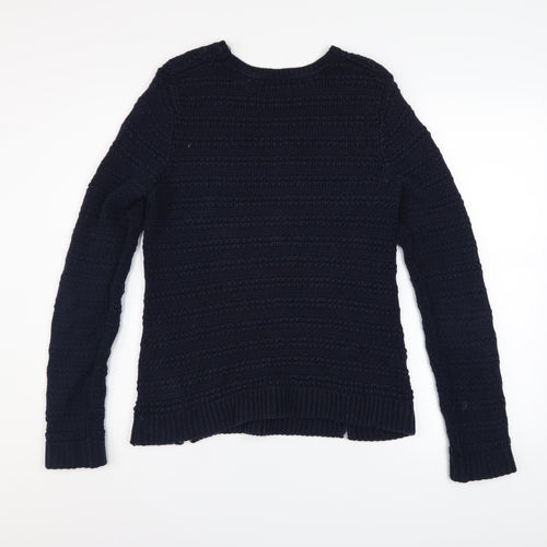 The White Company Women's Blue Wool Chunky Knit Jumper Size 10