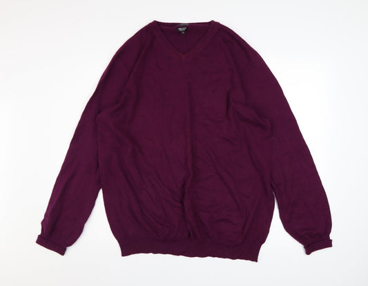 Sandstone & Co. Men’s Purple Cotton Cashmere V-Neck Jumper L