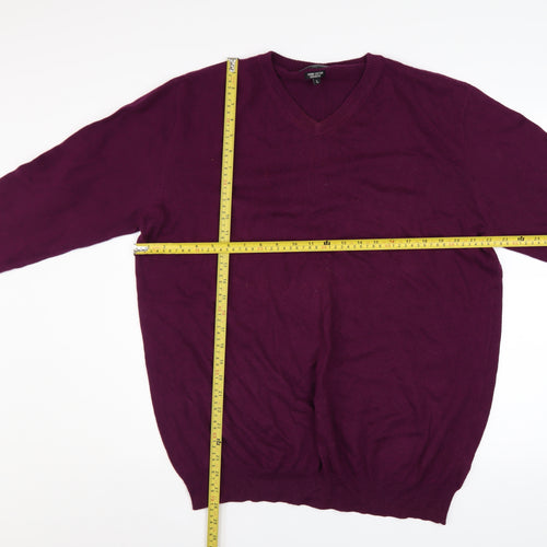 Sandstone & Co. Men’s Purple Cotton Cashmere V-Neck Jumper L