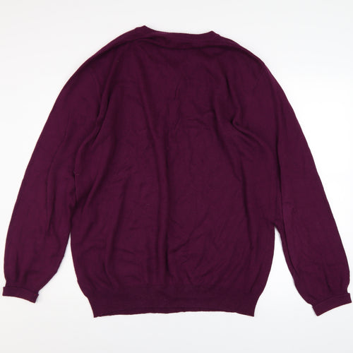 Sandstone & Co. Men’s Purple Cotton Cashmere V-Neck Jumper L