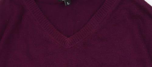 Sandstone & Co. Men’s Purple Cotton Cashmere V-Neck Jumper L