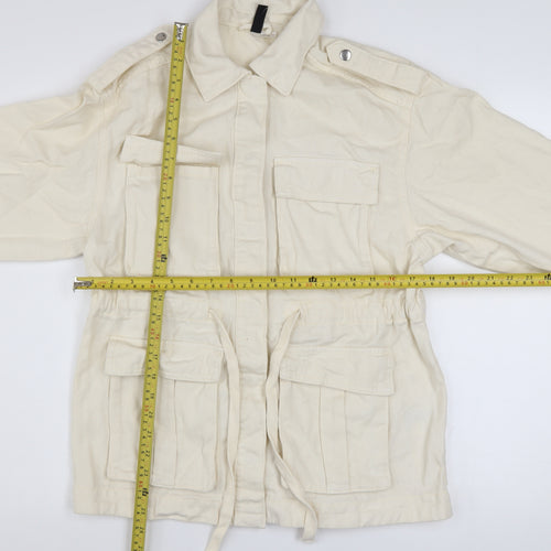 H&M Divided Women's Ivory Cotton Military Jacket 2XS
