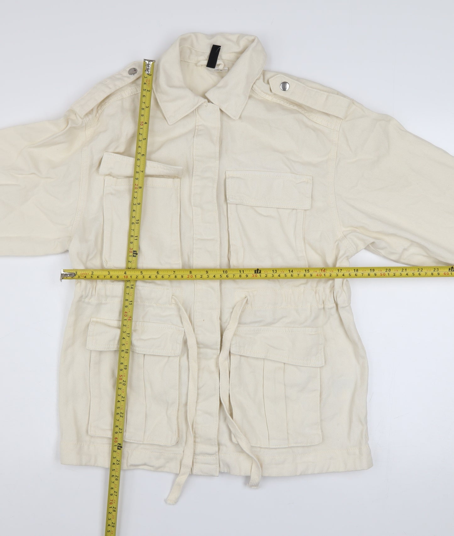 H&M Divided Women's Ivory Cotton Military Jacket 2XS