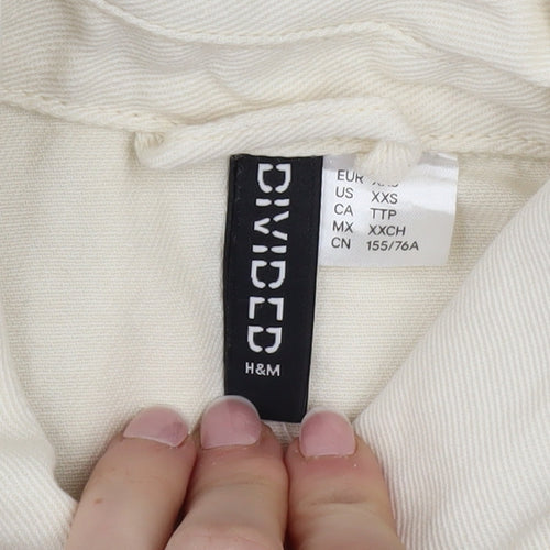 H&M Divided Women's Ivory Cotton Military Jacket 2XS