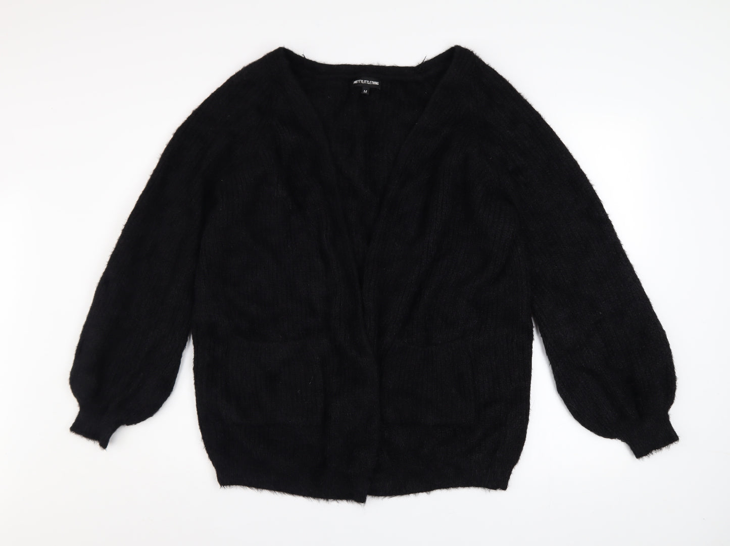 PrettyLittleThing Women Black M Knit V-Neck Cardigan Jumper