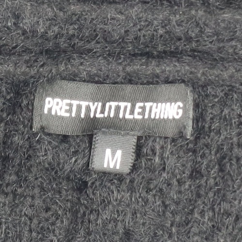 PrettyLittleThing Women Black M Knit V-Neck Cardigan Jumper