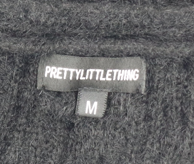PrettyLittleThing Women Black M Knit V-Neck Cardigan Jumper