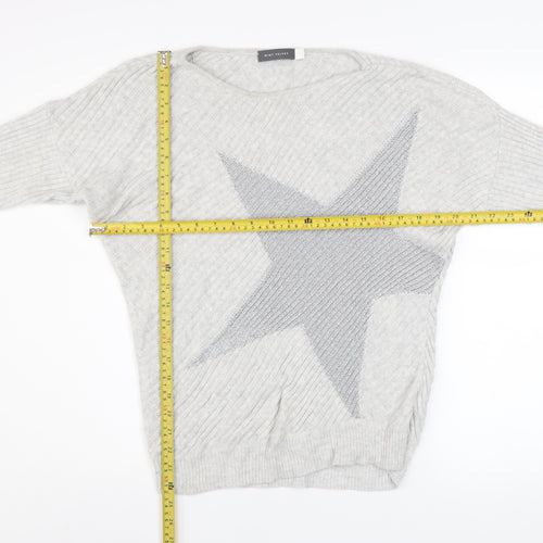 Mint Velvet Women's Grey Star Cotton Blend Pullover Jumper Size S