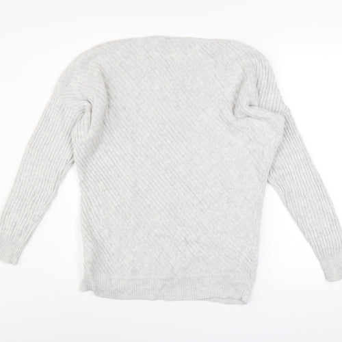 Mint Velvet Women's Grey Star Cotton Blend Pullover Jumper Size S