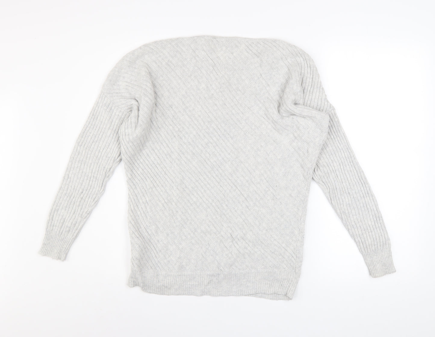 Mint Velvet Women's Grey Star Cotton Blend Pullover Jumper Size S