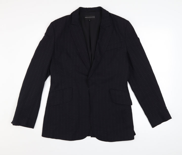 Marks and Spencer Women’s Black Pinstripe Blazer Size 12 Wool Blend