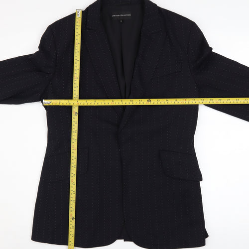 Marks and Spencer Women’s Black Pinstripe Blazer Size 12 Wool Blend