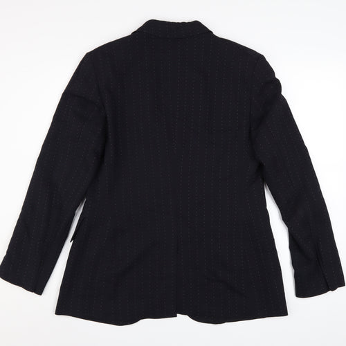 Marks and Spencer Women’s Black Pinstripe Blazer Size 12 Wool Blend