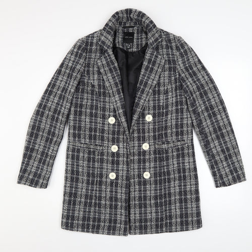 New Look Women’s Grey Check Double Breasted Tweed Blazer UK 8